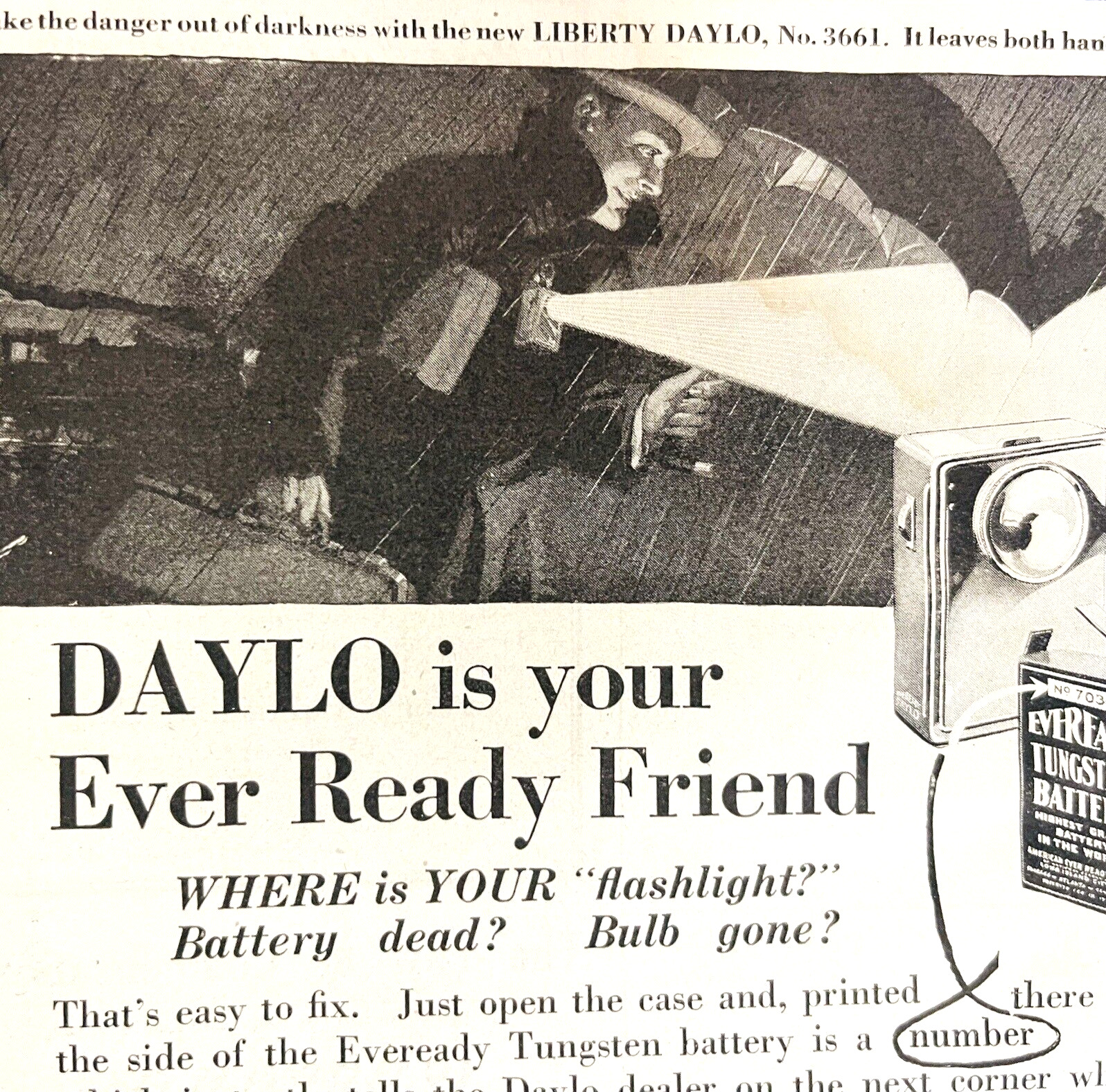 Eveready Tungsten Batteries Vintage Magazine Ad 1919 Ephemera 8 x 6