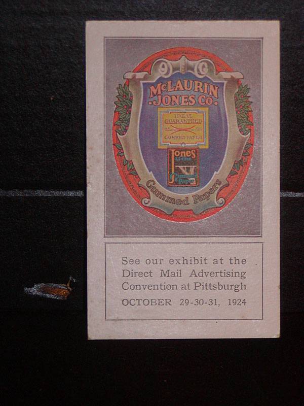 Antique ADVERTISING BLOTTER - McLaurin Jones Paper c1924 Direct Mail Convention
