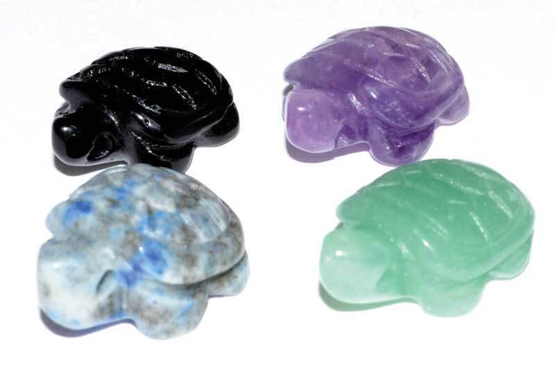 SET OF 12 Small 15mm Crystal Turtles Stone Beads (6 RANDOM PAIRS, Each Varies)