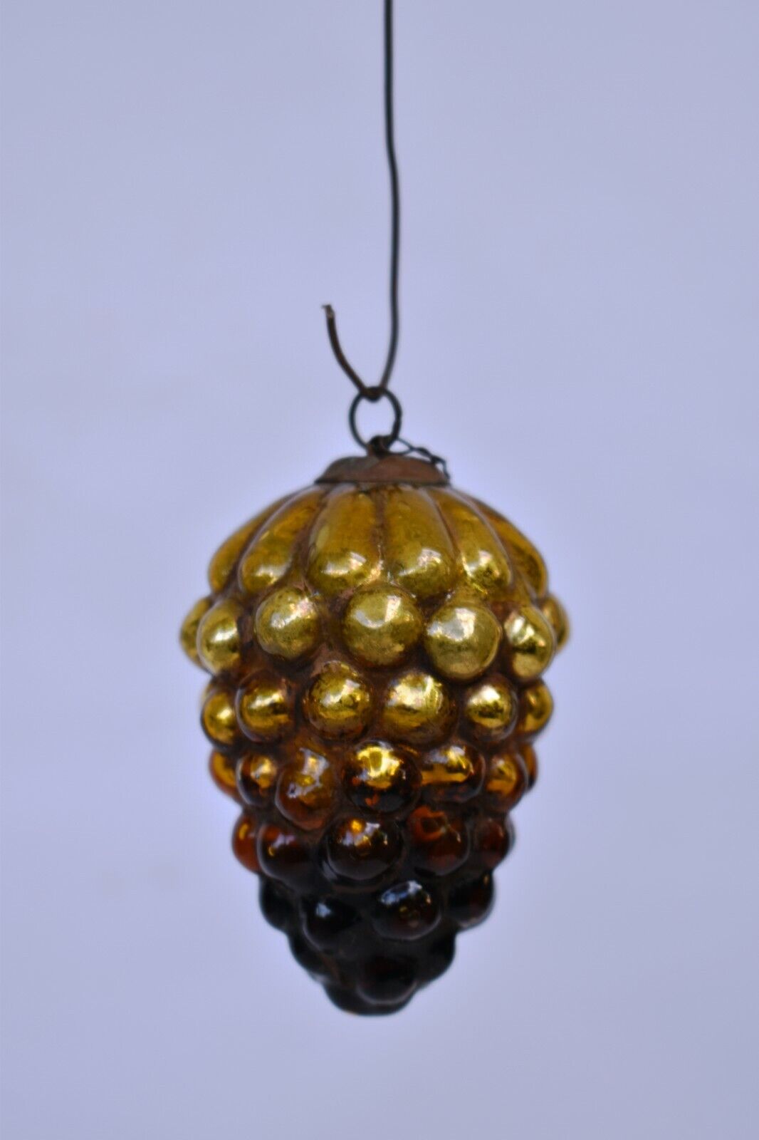 Antique German Kugel Ornaments Amber Glass Cluster Of Grapes Baroque Cap Old