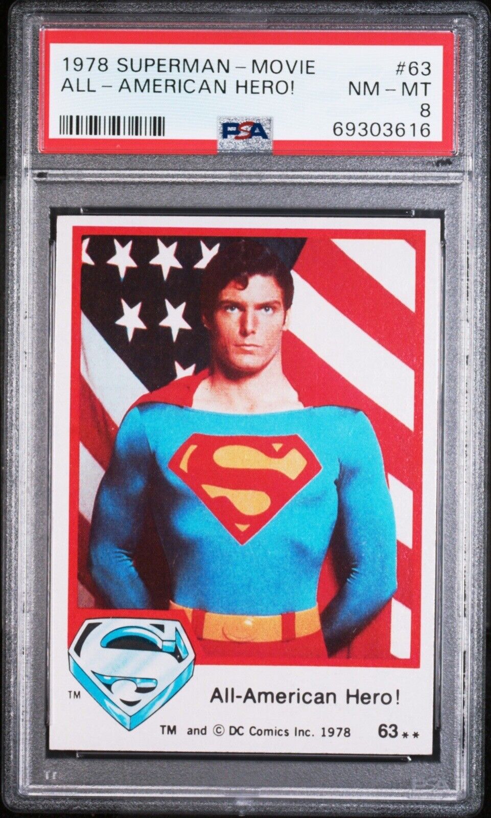 1978 Topps Superman - Movie -#63 All American Hero PSA 8 Fresh Beauty