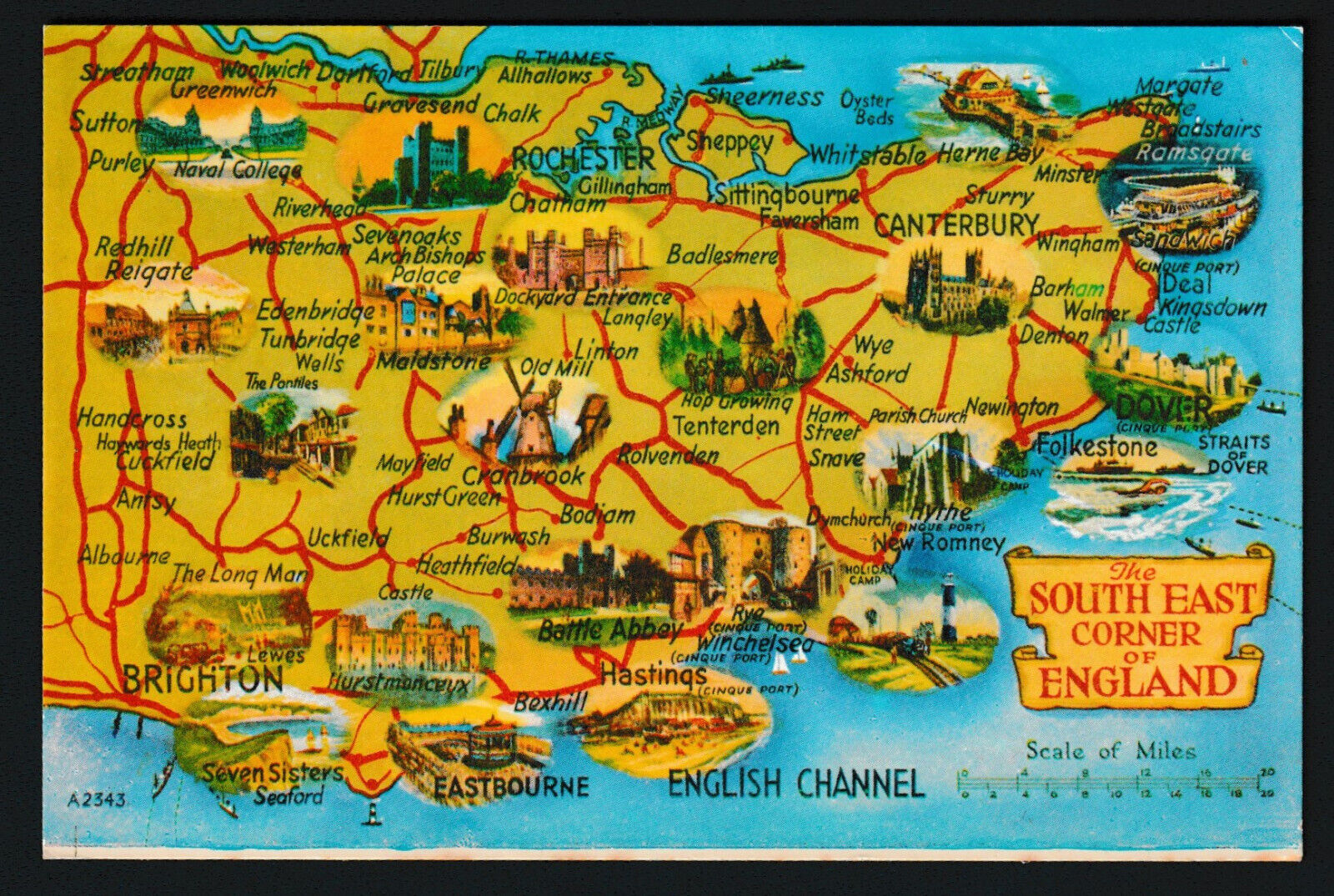 The South East Corner of England. Elgate. Map - Unposted Postcard