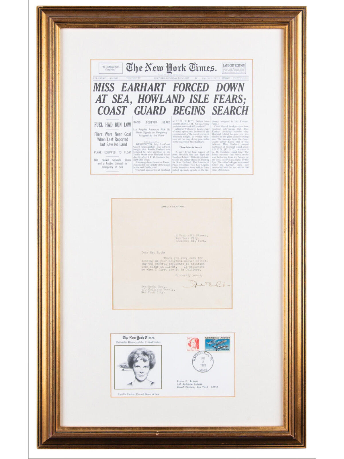 Amelia Earhart 1935 Typed Letter Signed - Pilot - Presented Nicely Framed