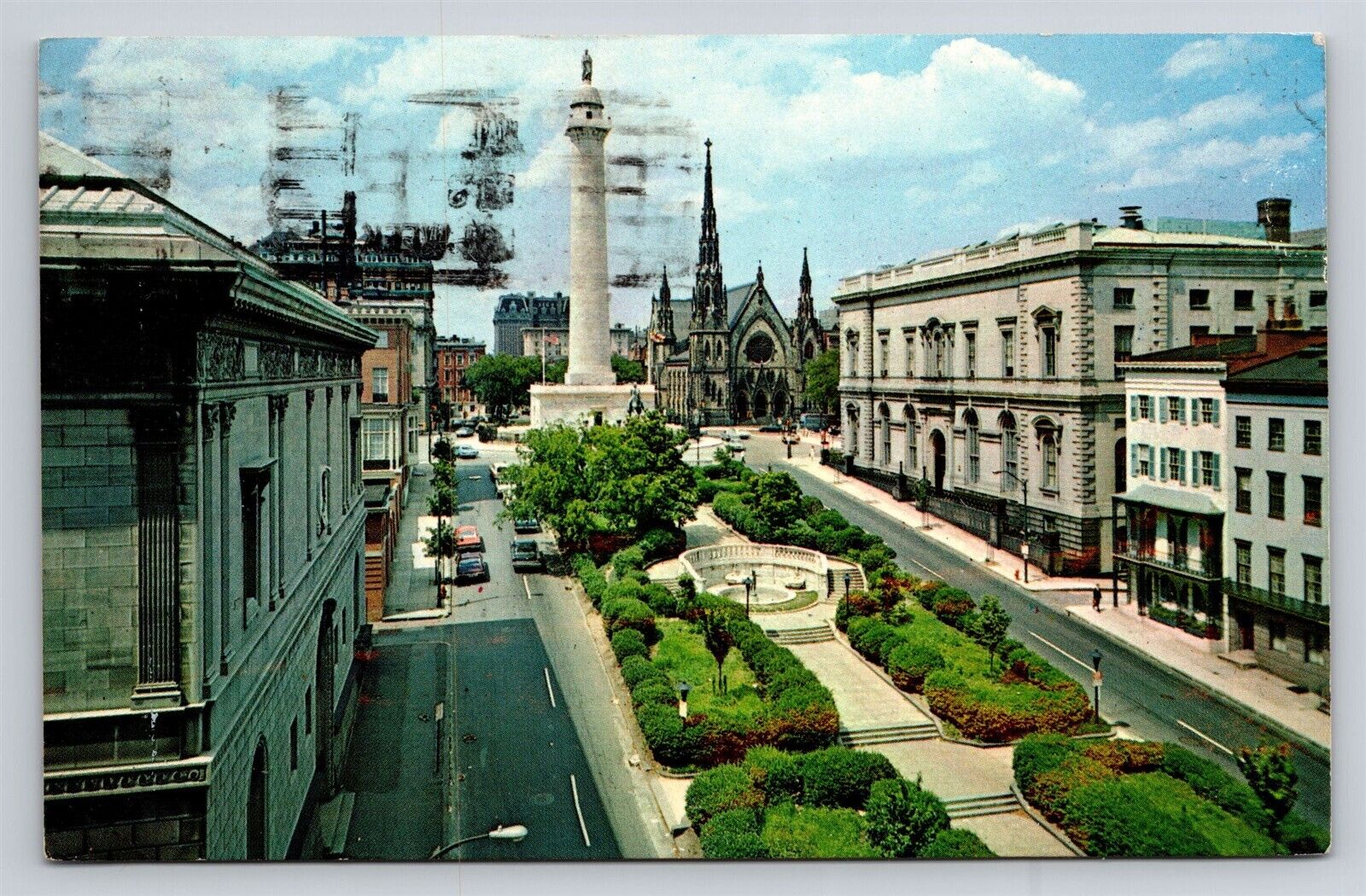 Baltimore MD Washington Monument & Mt Vernon Place Vtg Postcard View 1970s