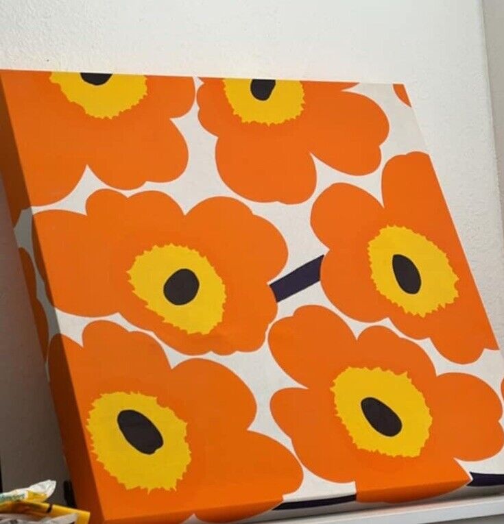 MARIMEKKO  STRETCHED FABRIC WALL HANGING ART Wooden Frame 33 In x 33 In(approx)