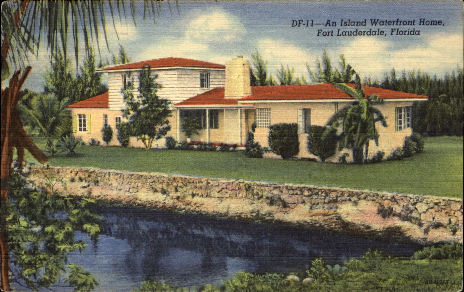 Island waterfront home ~ Fort Lauderdale Florida FL ~ mailed 1949
