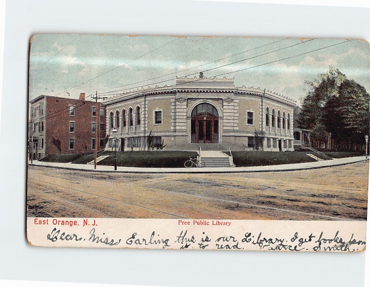 Postcard Free Public Library East Orange New Jersey USA