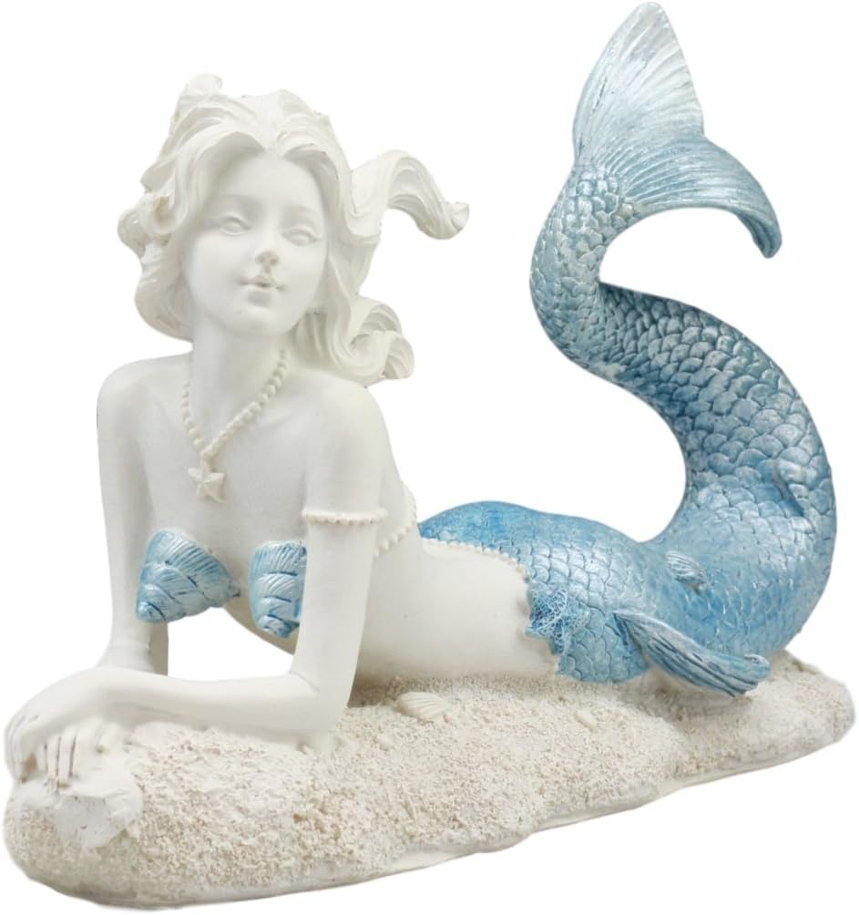 Ebros Beautiful Ocean Goddess Celeste Blue Tailed Mermaid Statue 8 Long Relaxing
