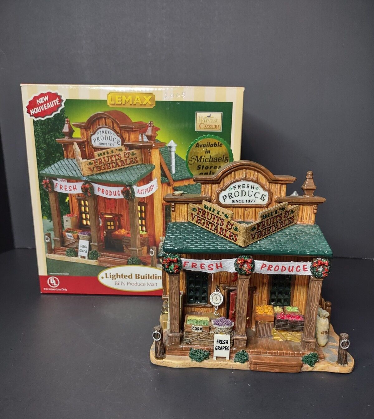 Lemax Harvest Crossing Bill\'s Produce Mart #55261 Lighted Building READ Michaels