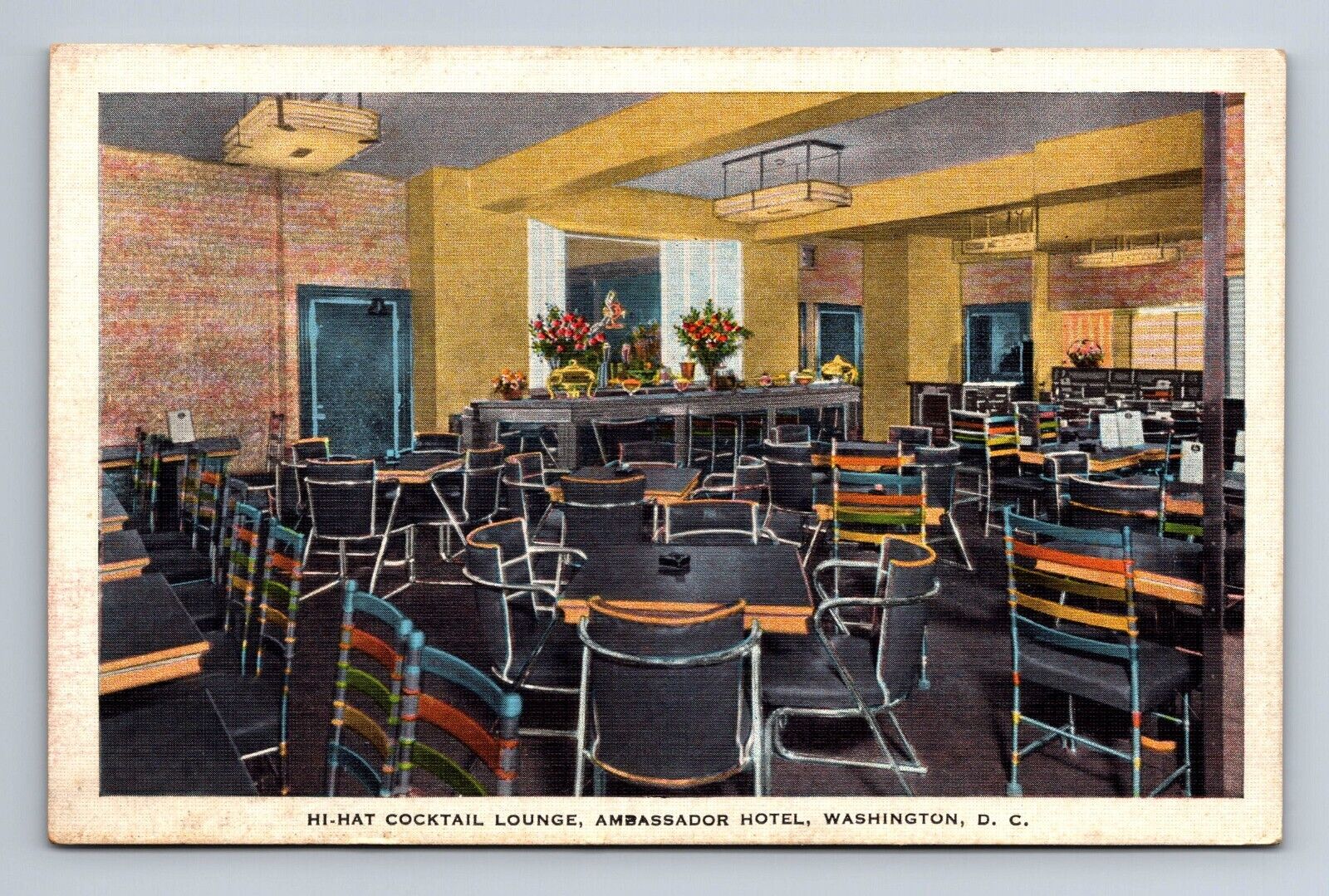 Hi-Hat Cocktail Lounge Ambassador Hotel Interior Washington D.C. Postcard