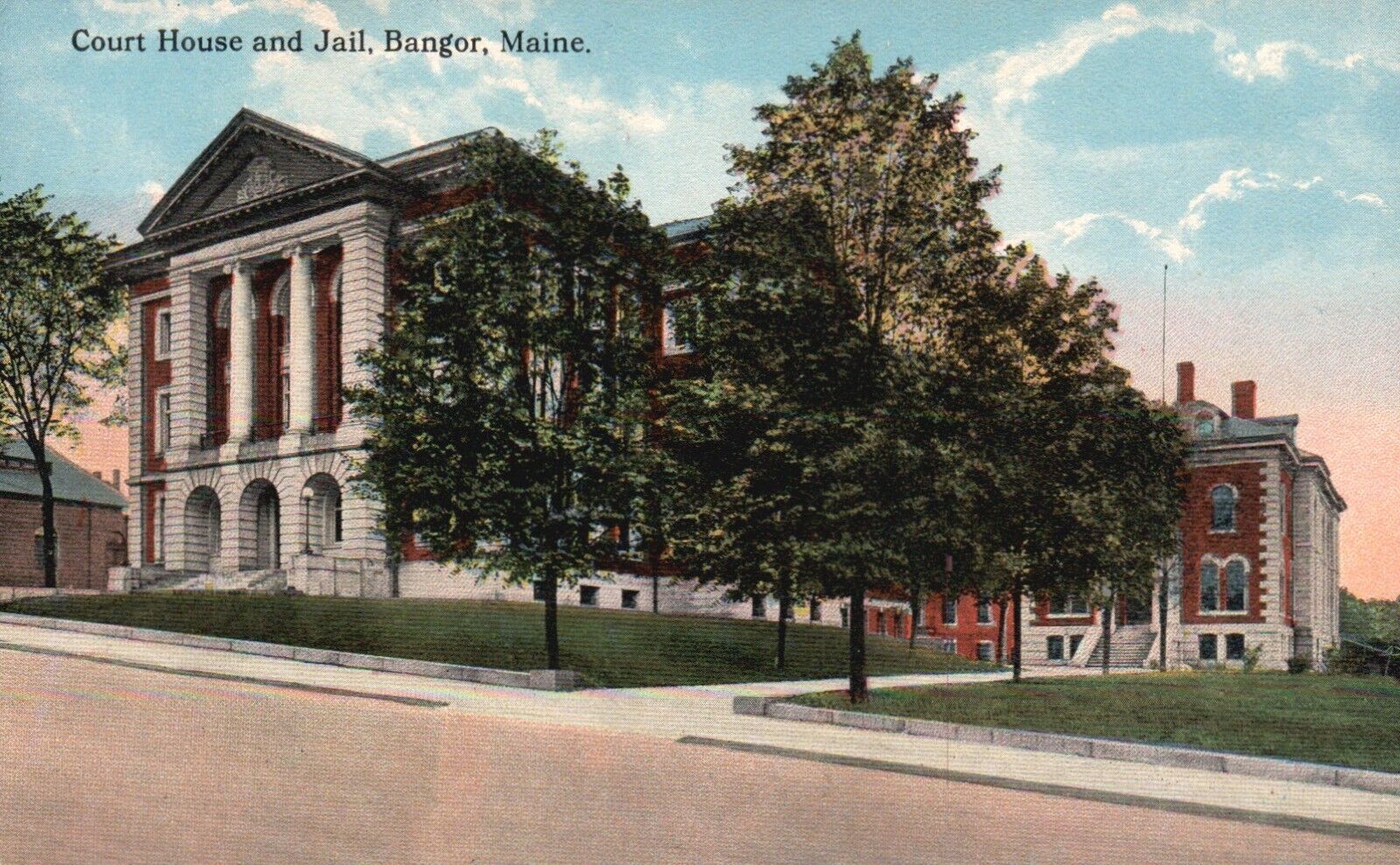 Postcard ME Bangor Maine Court House & Jail Unused Antique Vintage PC f4490