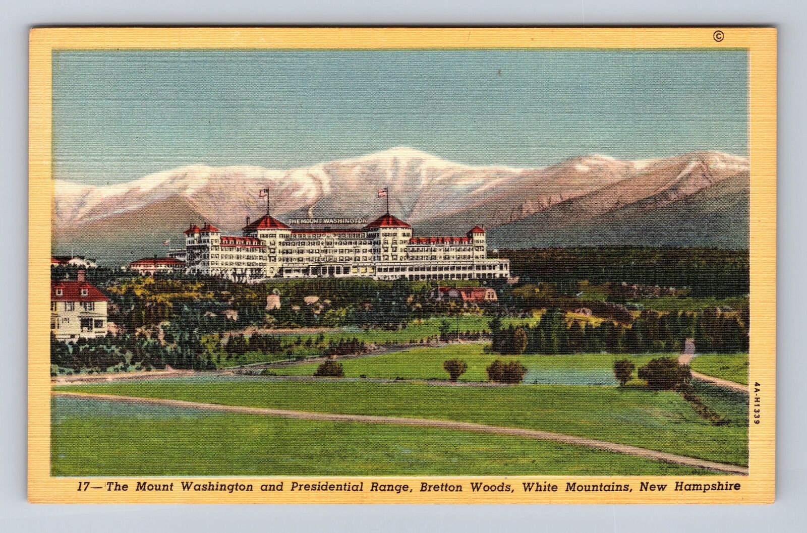 Bretton Woods NH-New Hampshire Mt Washington Presidential Range Vintage Postcard