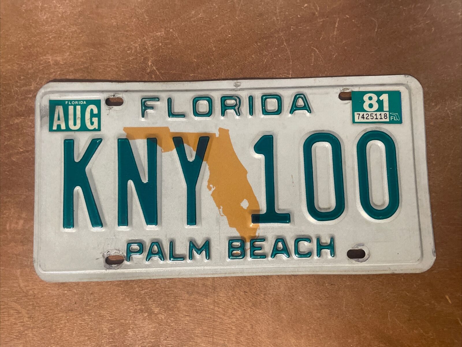 1981 Florida License Plate # KNY 100 Palm Beach County