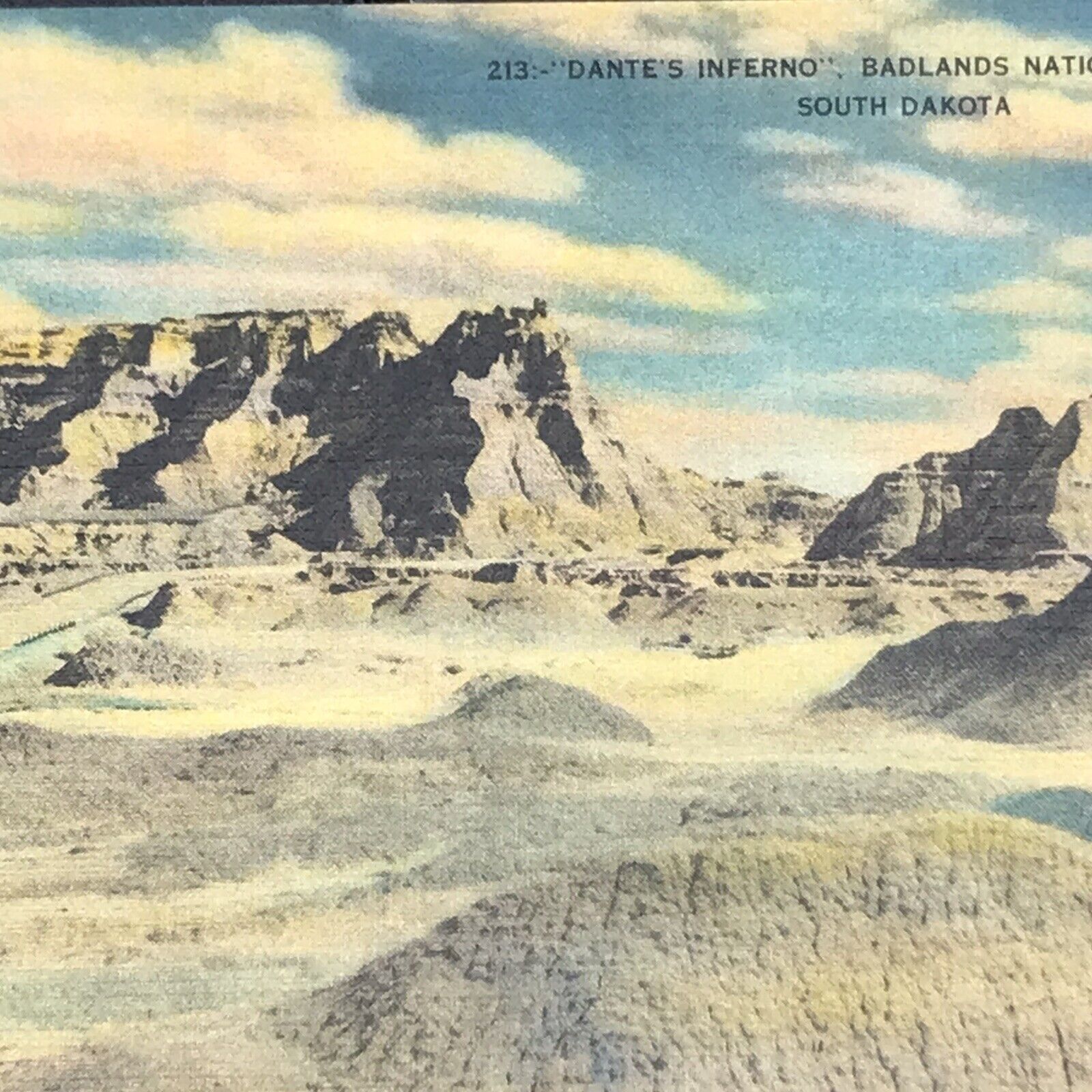 Dante’s Inferno Badlands South Dakota Vintage Postcard Linen