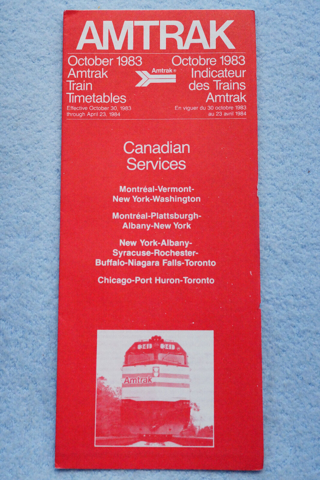 Canadian Services - Amtrak Timetable - October 1983