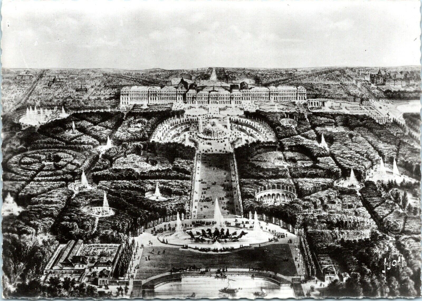 postcard rppc - Paris - Versailles - Palace and Garden