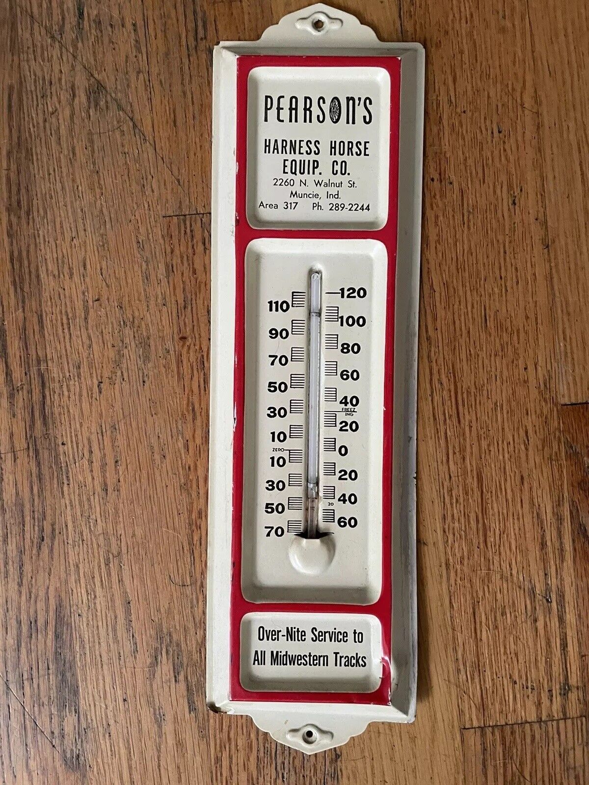 Vintage Pearson’s Harness Horse Equip. Co Thermometer Tin Sign Equestrian Racing