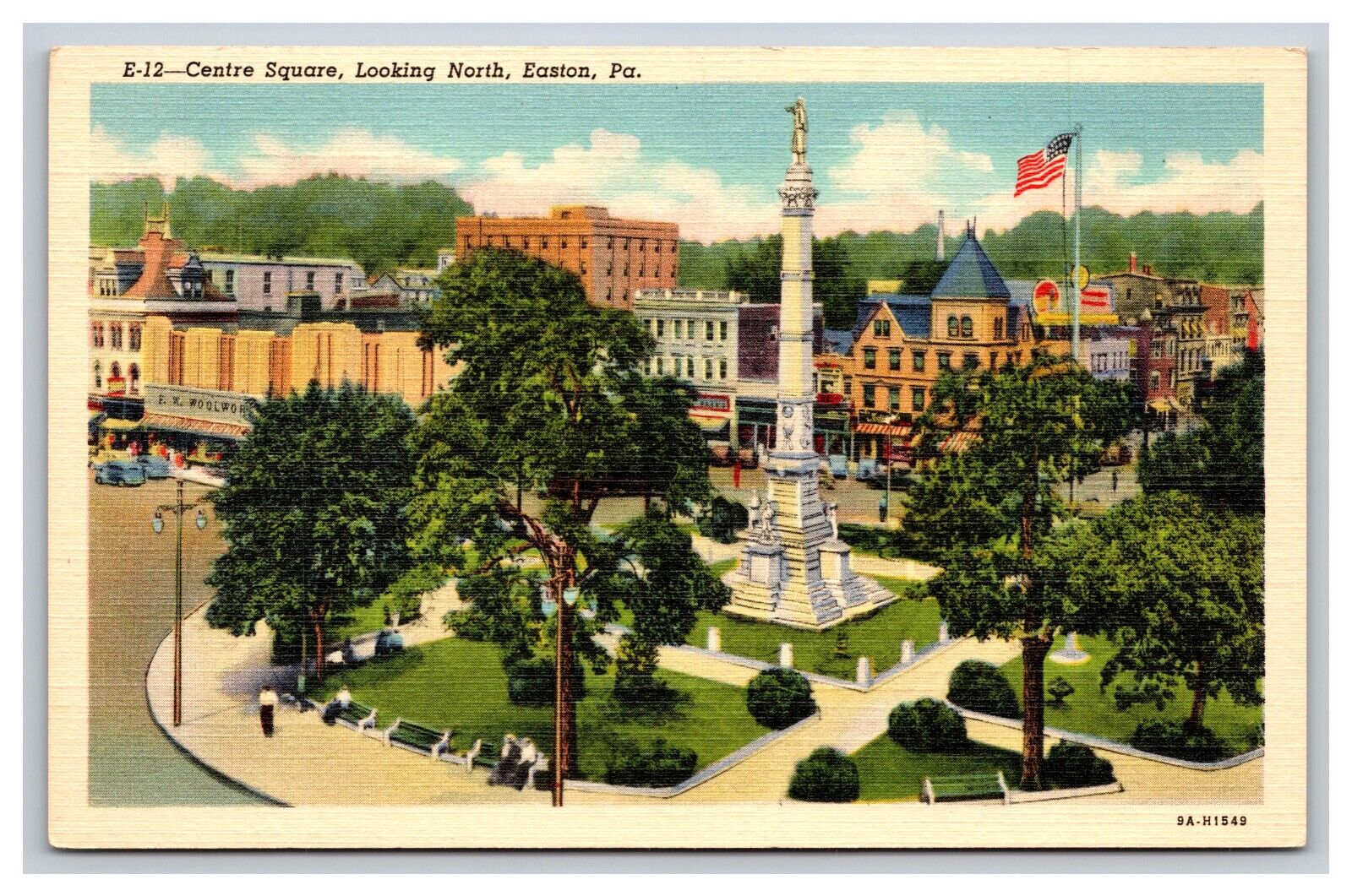 Centre Square, Looking North, Easton Pennsylvania PA Postcard