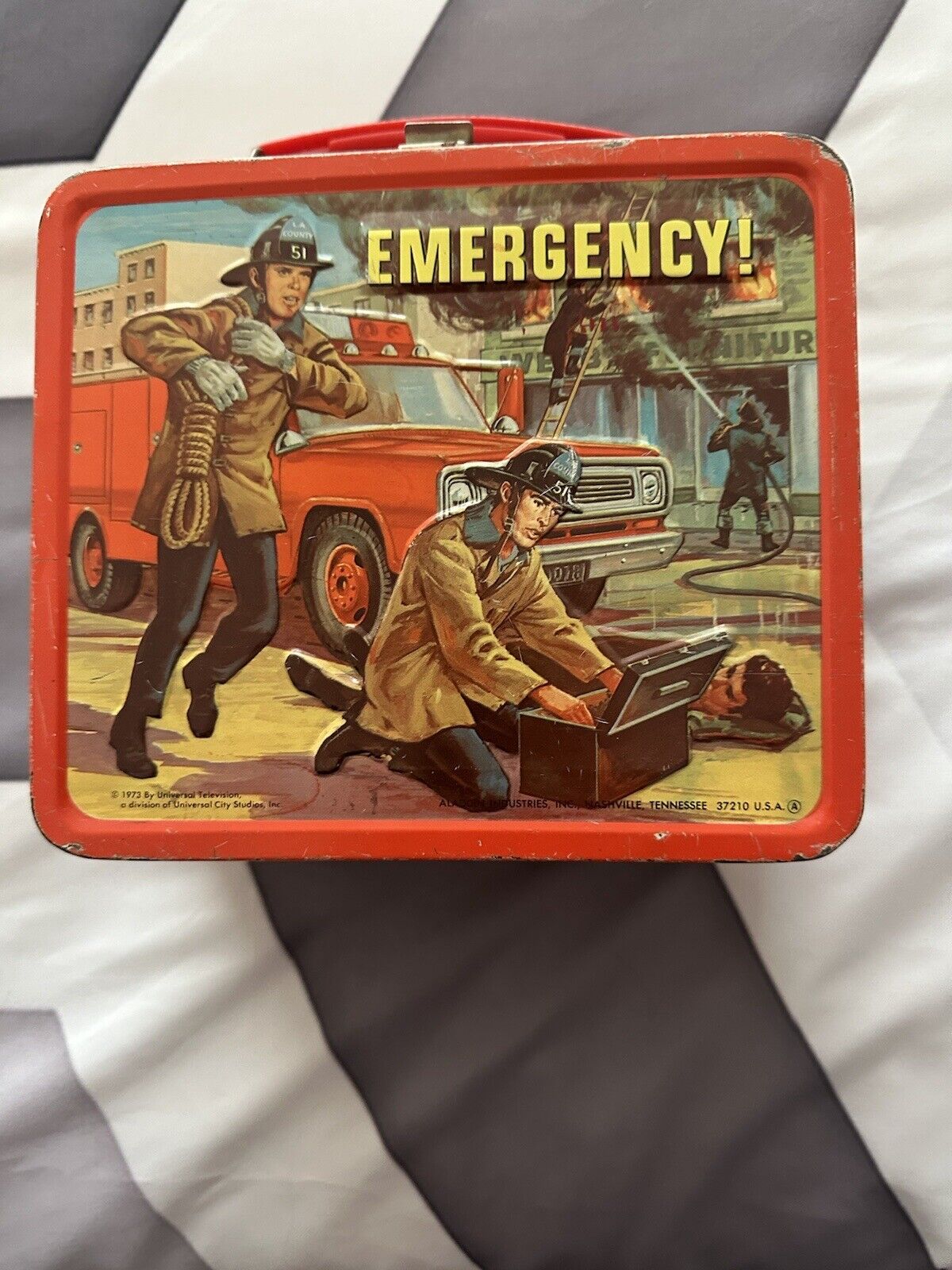 Vintage  Metal Lunchbox . From The Tv Show Emergency Squad 51.