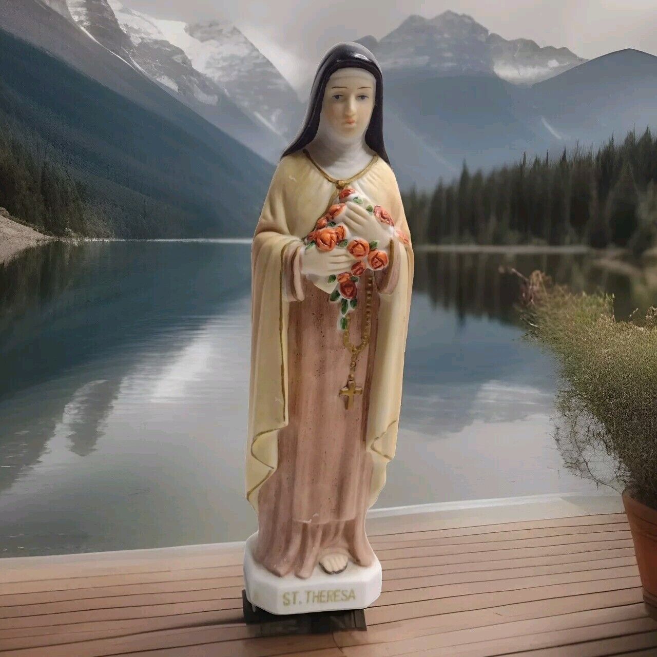 St Theresa Of Liseux Bisque Ceramic Statue Sanmyro Japan