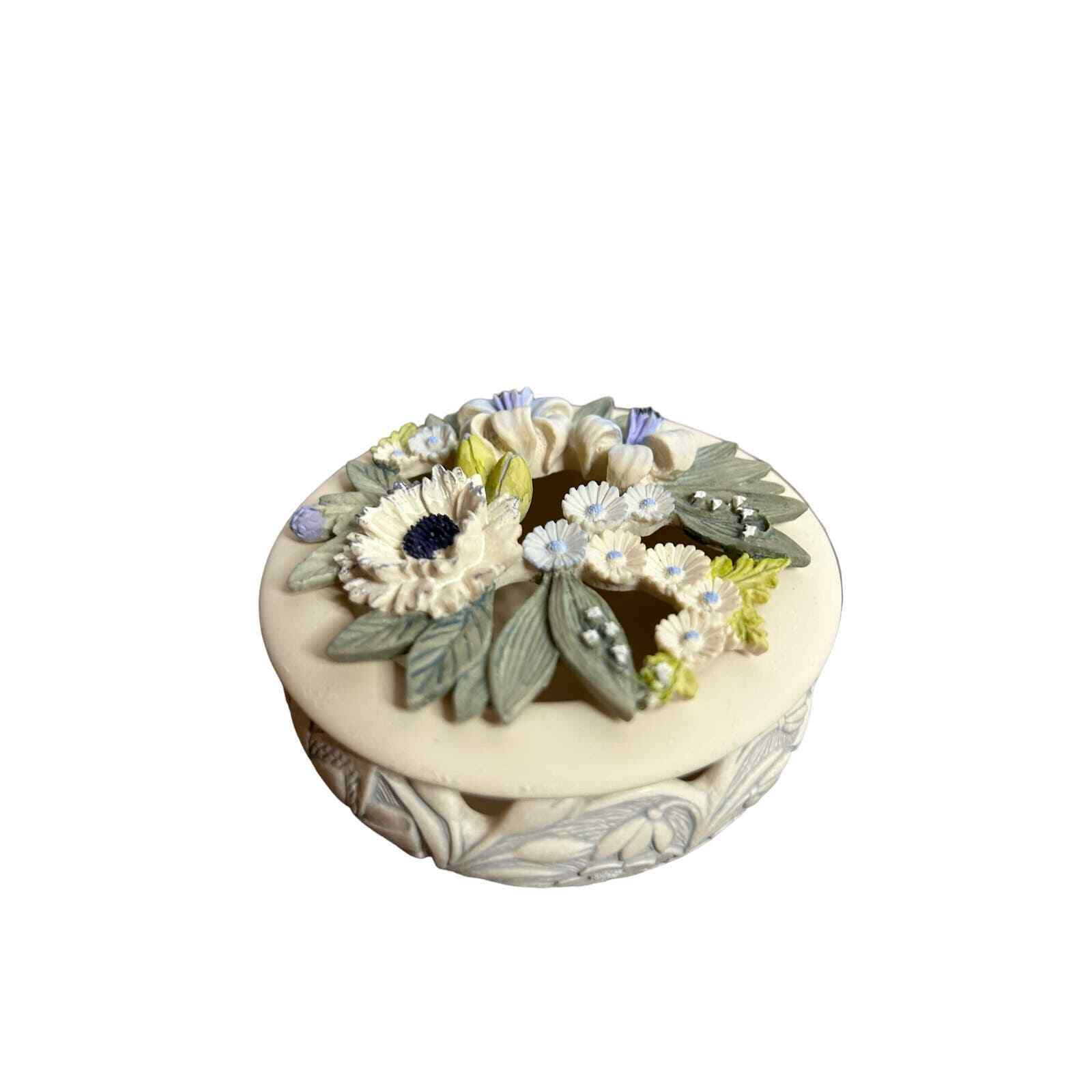 Vintage Trinket Jewelery Box Handcast Design Limited Floral Design UK