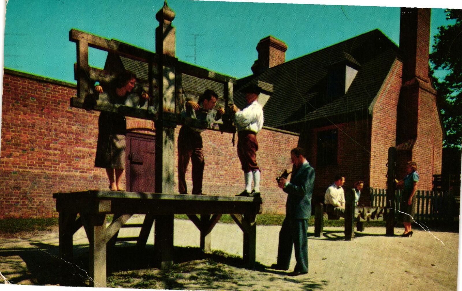 Vintage Postcard- People in a Public Goal, Williamsburg, VA