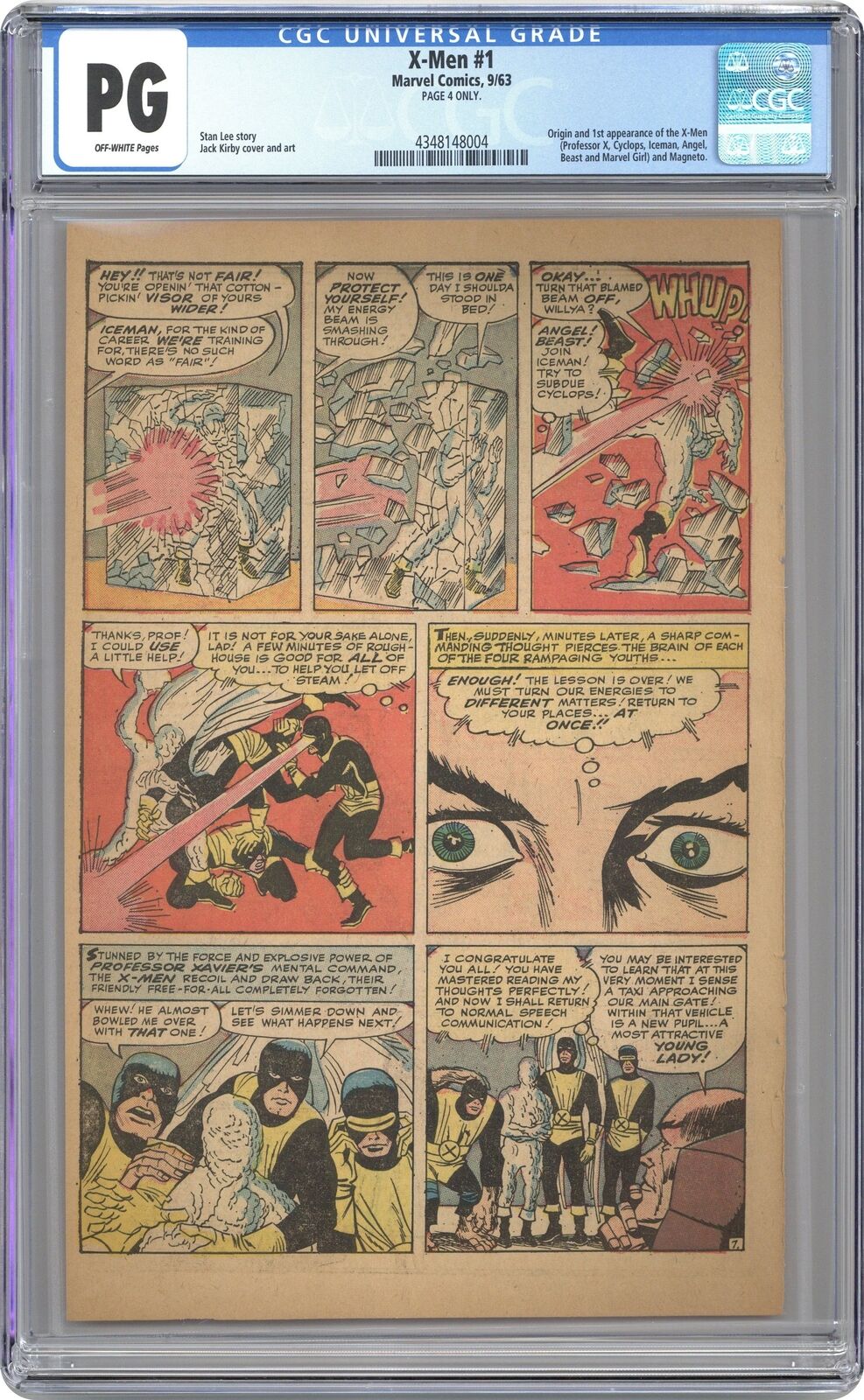 Uncanny X-Men (1963 1st Series) 1 CGC 4TH PAGE ONLY 4348148004 1st app. X-Men