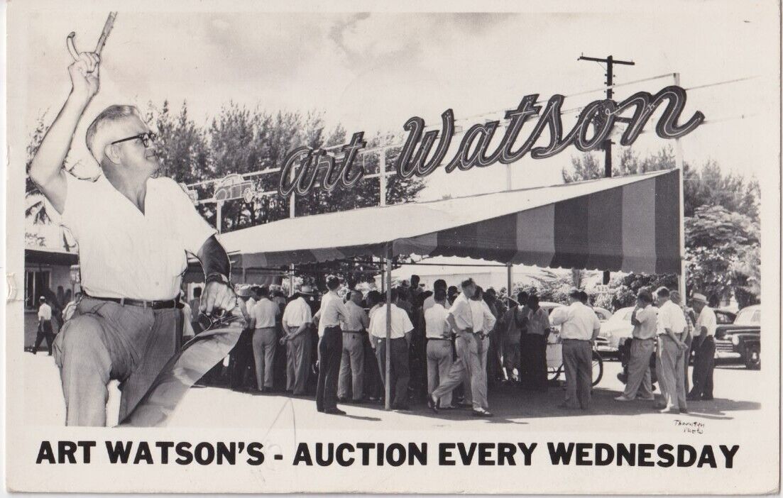 RPPC Miami, Florida FL - Art Watson\'s - Auction Every Wednesday