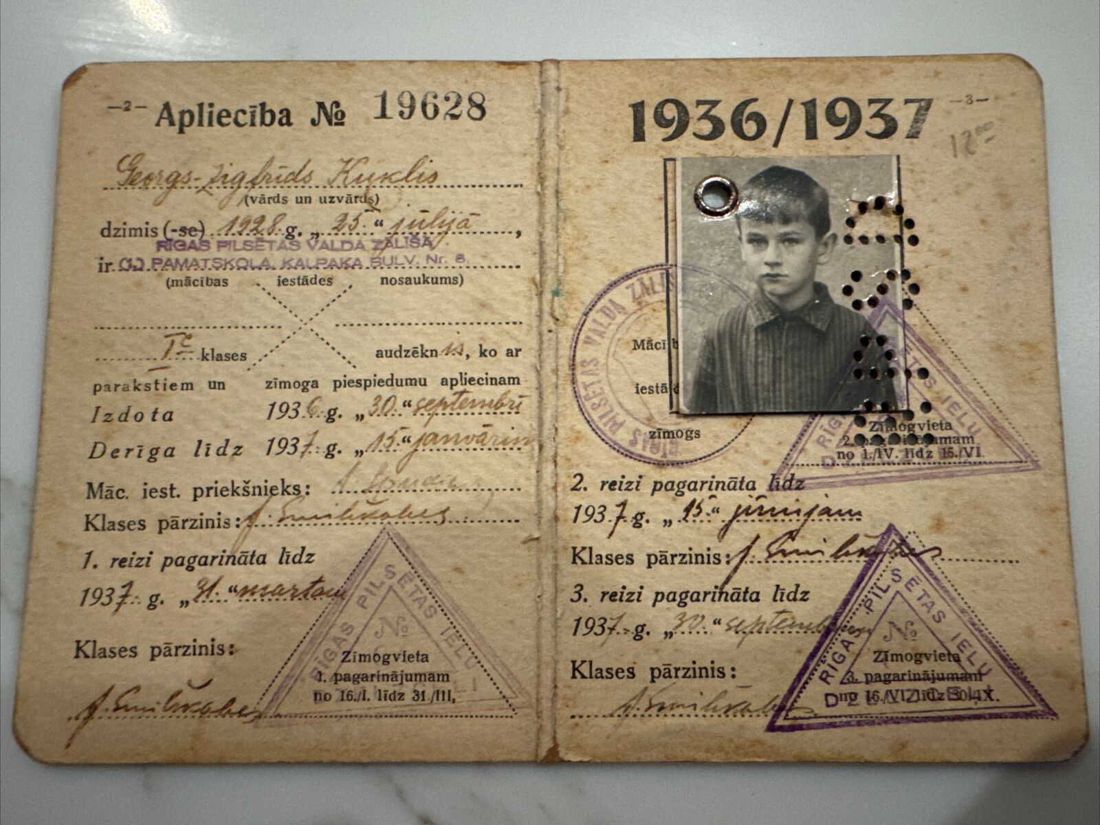 RARE 1936 PASSPORT LATVIA RIGAS PILSETAS IELU