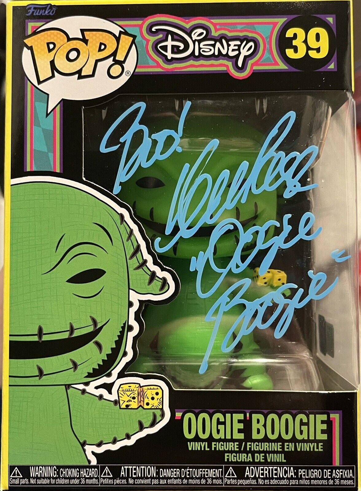 Ken Page signed Oogie Boogie Black Light #39 OC Authenticated W/ Protector