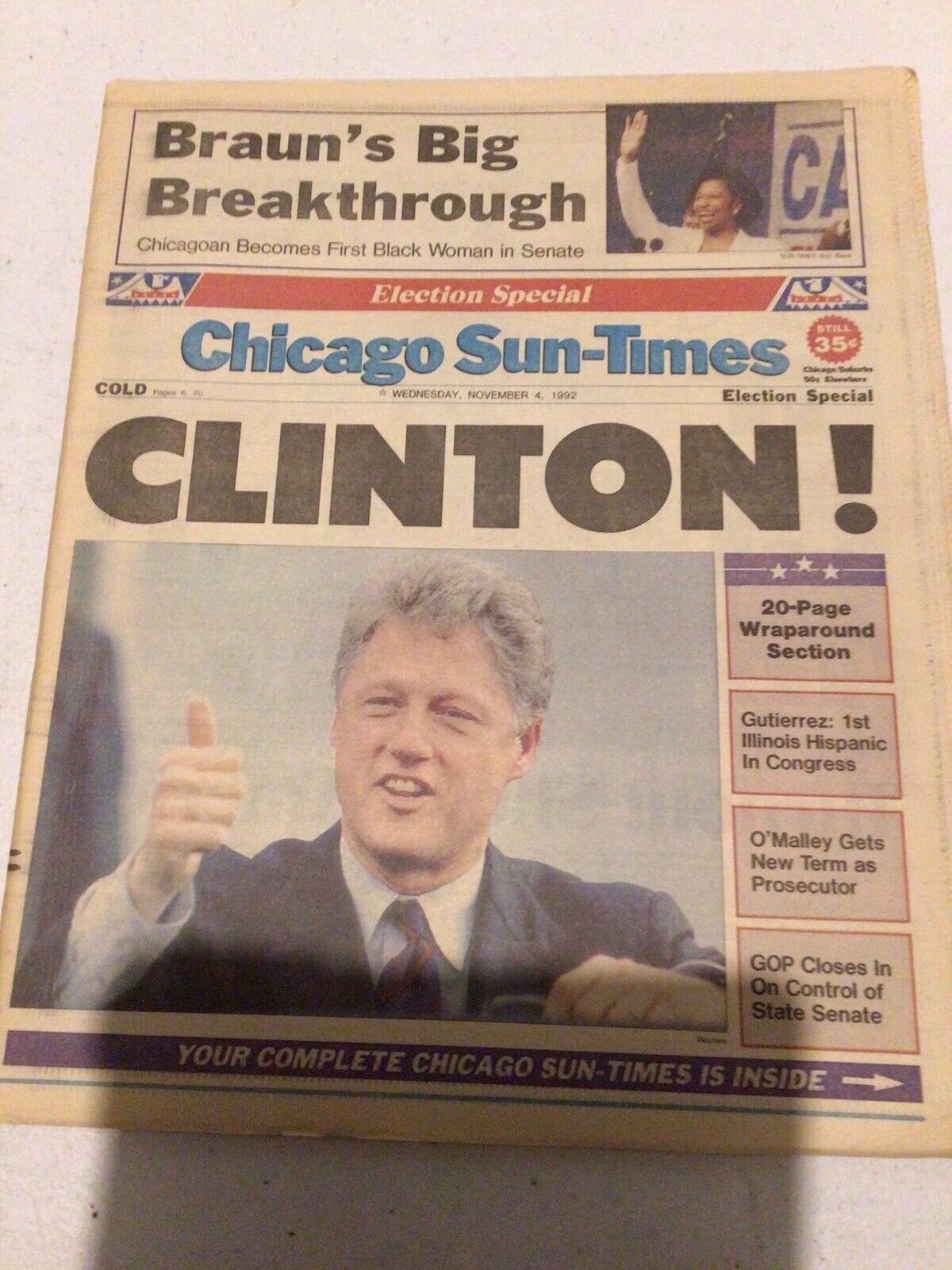 Chicago Sun-times November4,1992 Clinton
