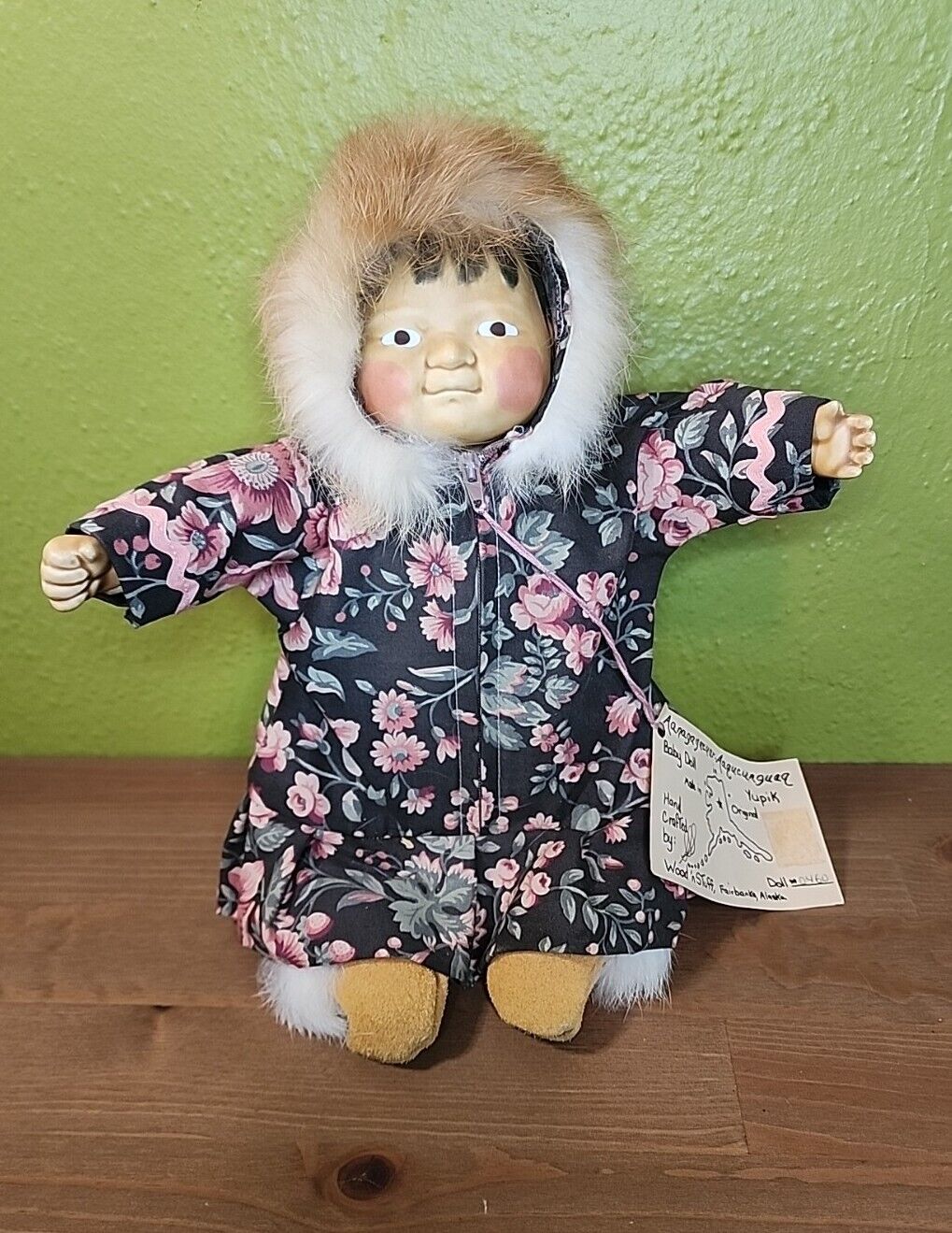 Vintage Aanagayecuar Baby Doll Yupik Alaska Hand Made Wood And Stuff Fairbanks