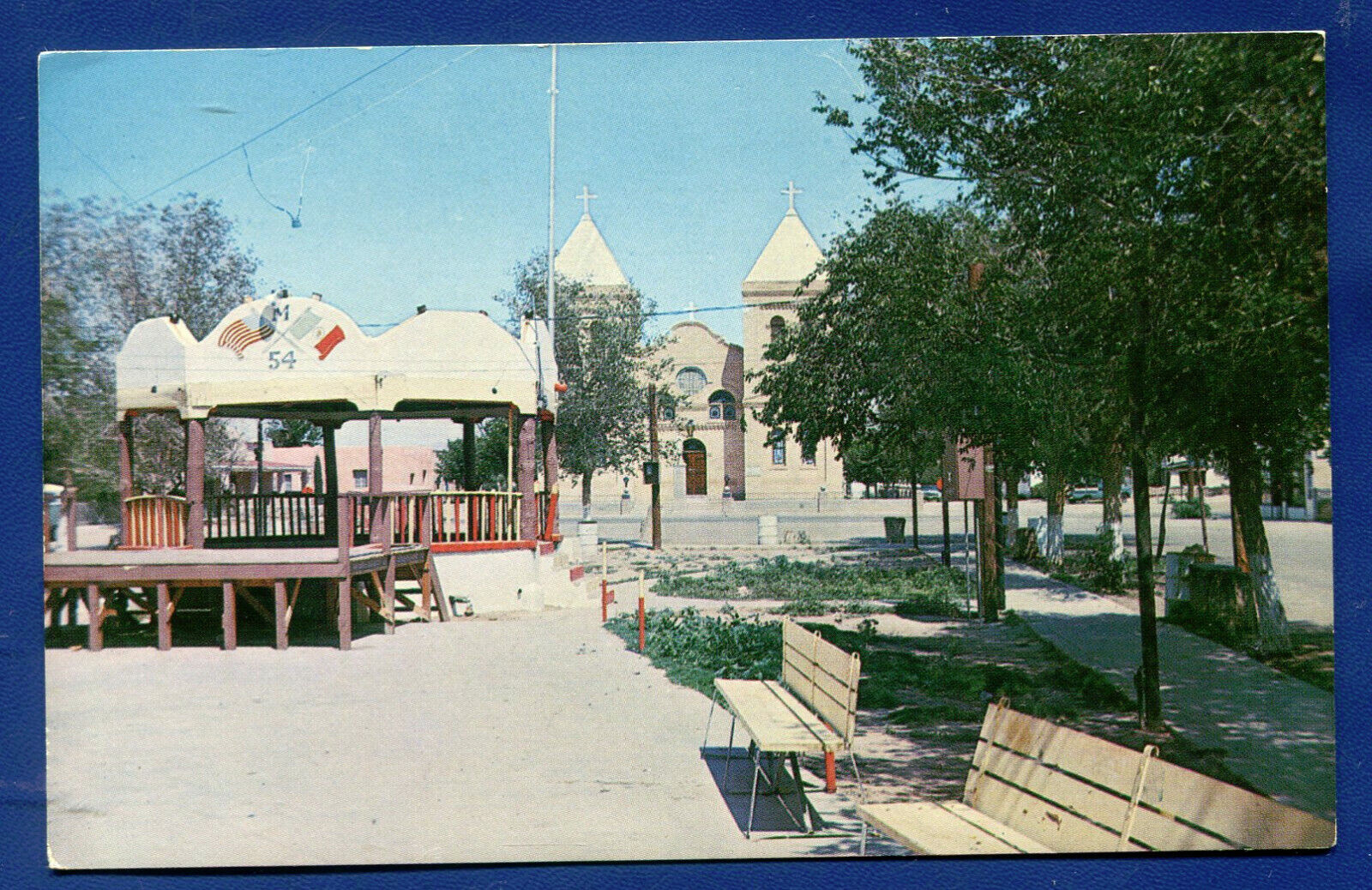 Mesilla New Mexico nm The Plaza Albino Catholic Church old postcard
