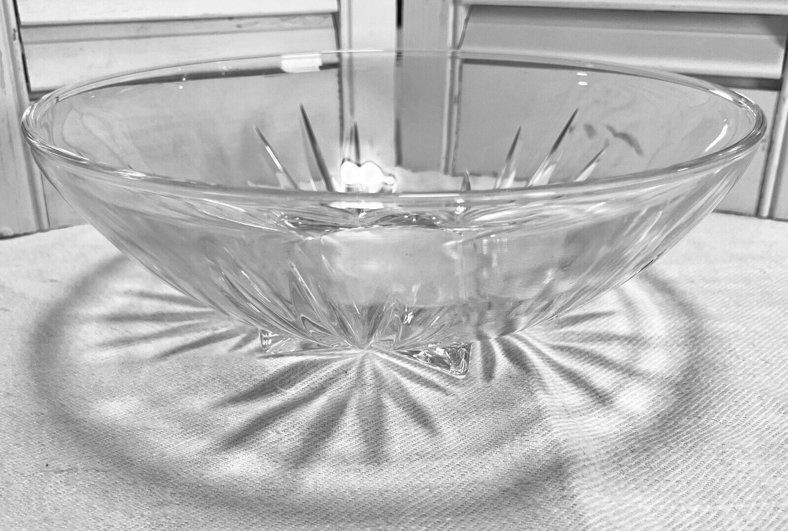 Vintage 1950\'s Federal Glass Footed Clear Serving Bowl Star Pattern 8.5\