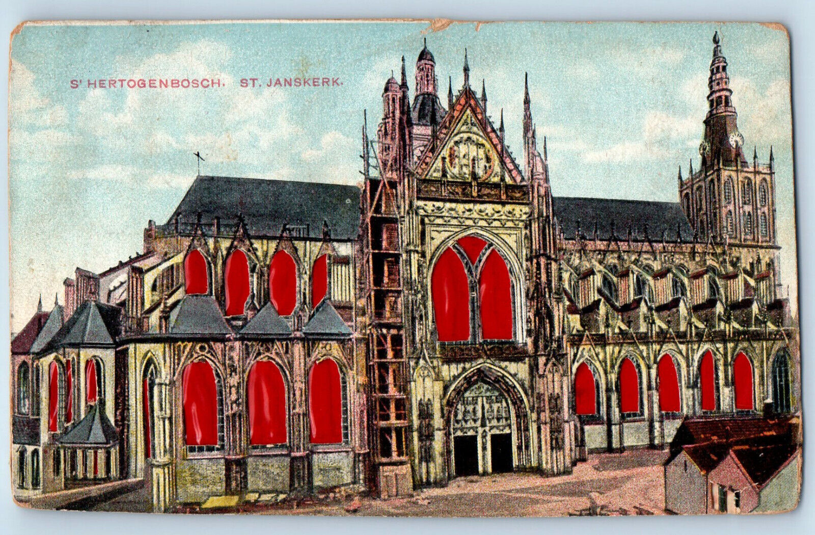 Netherlands Postcard s-Hertogenbosch St. John\'s Cathedral Hold to Light 1919
