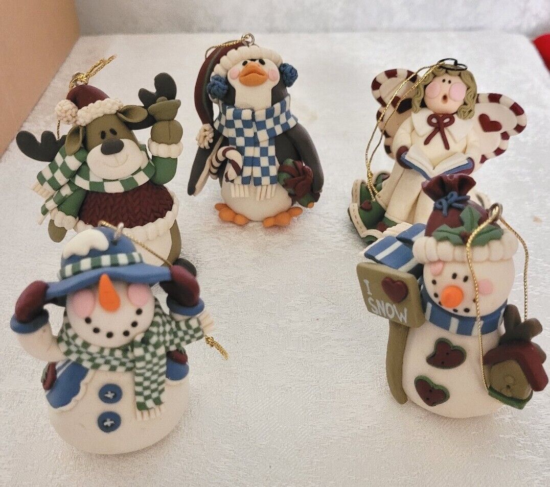 Set of 5 Handcrafted Ornaments in Decorative Box - NEW 
