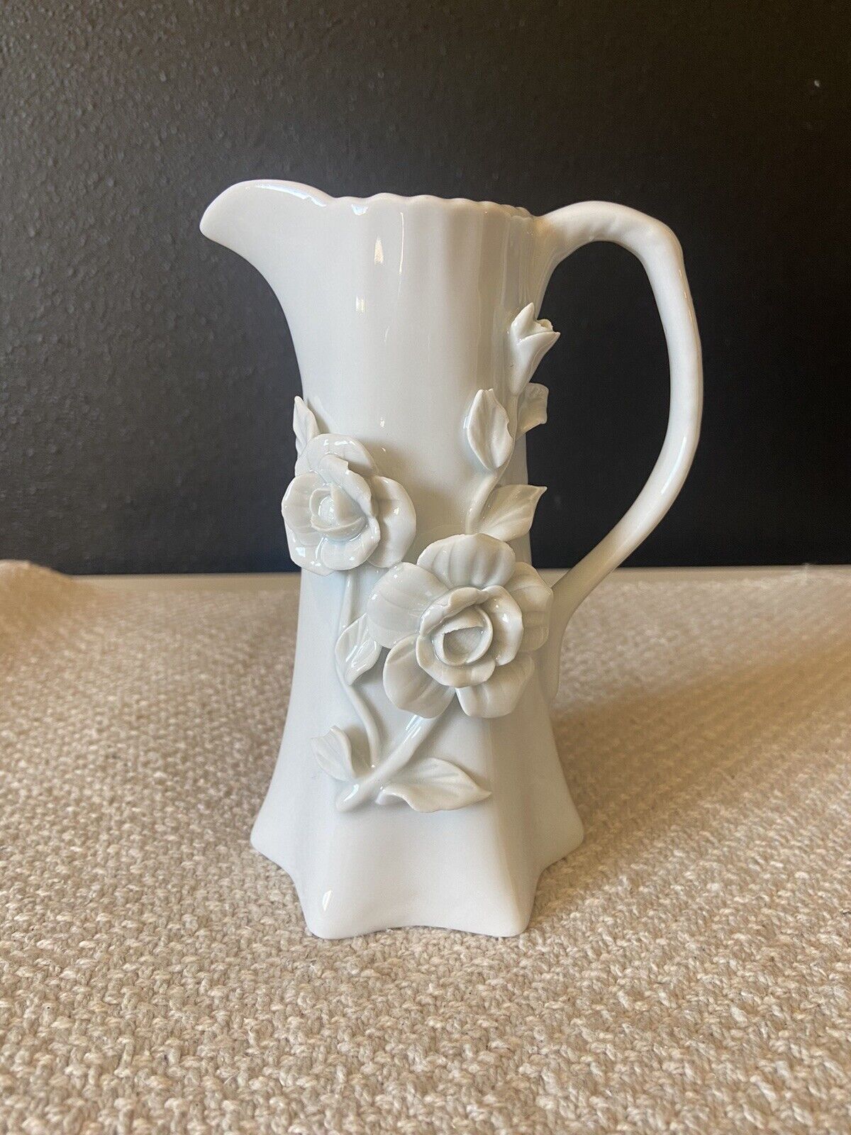 Porcellana De Paris Pitcher/Vase White With Flowers