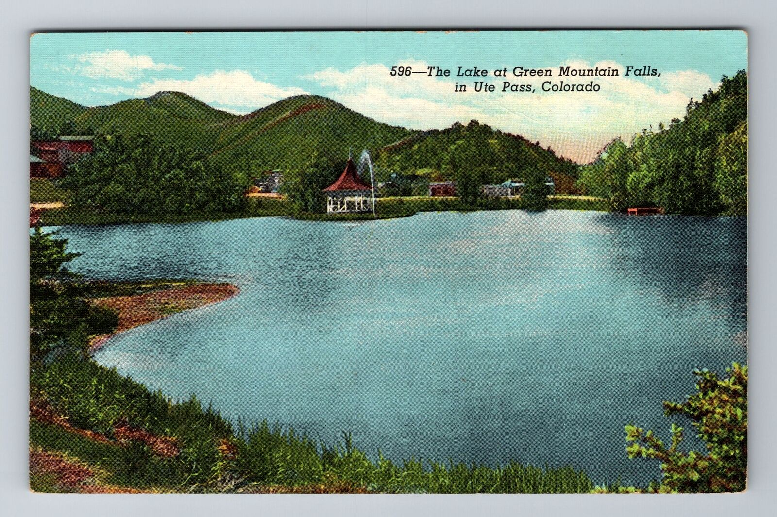 Ute Pass CO-Colorado, The Lake At Green Mountain Falls, Vintage Postcard