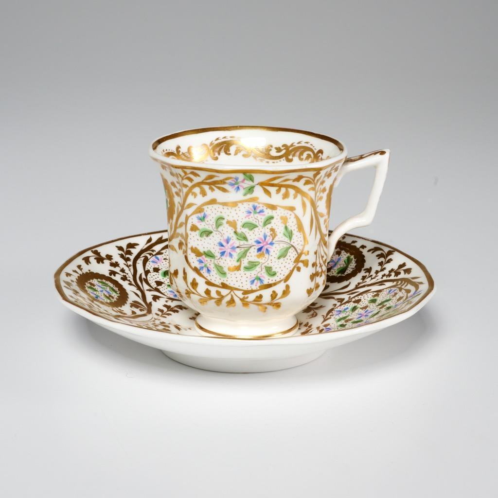 Antique Copeland & Garret England, Porcelain Felspar Teacup & Saucer, 1820\'s