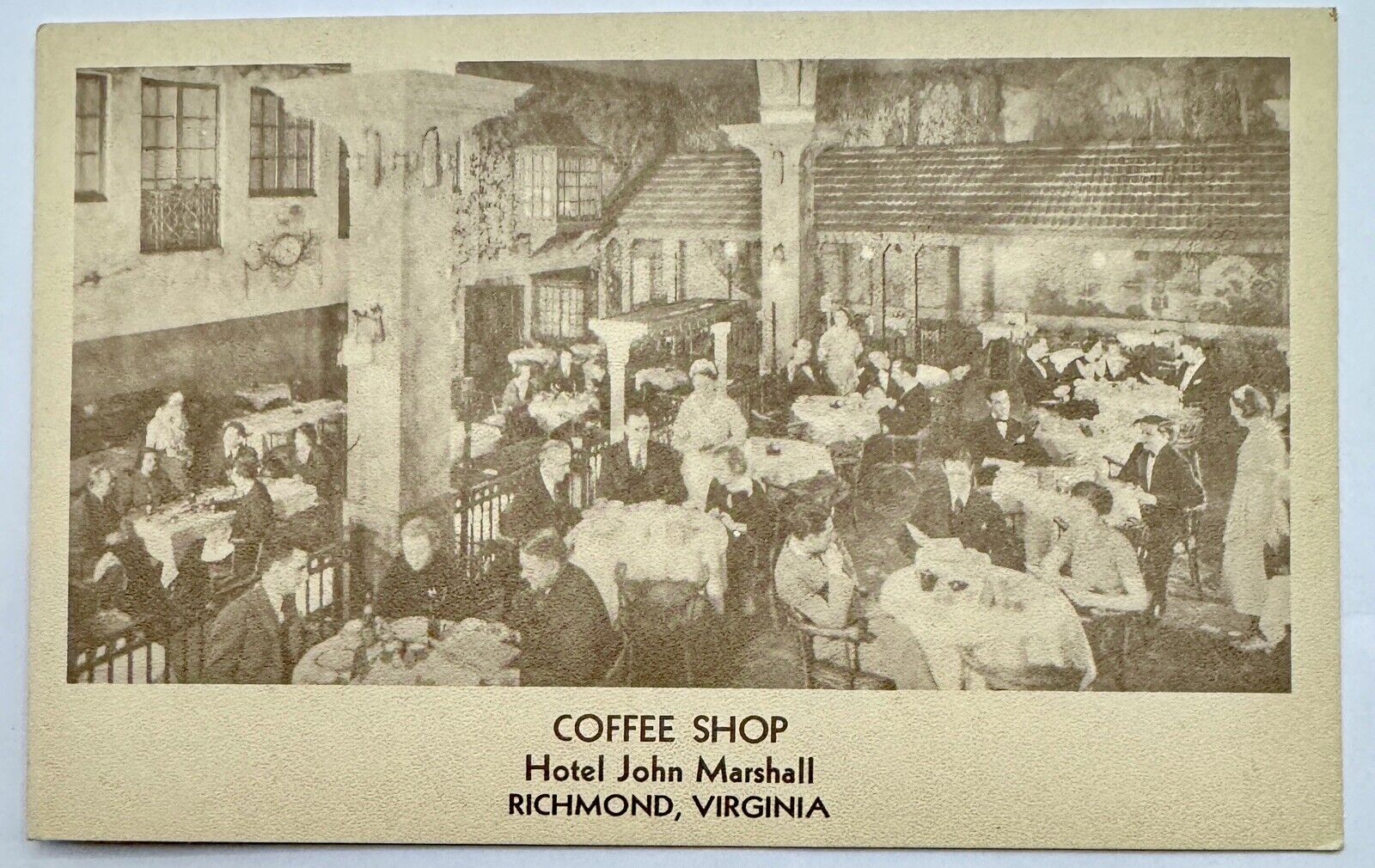 Hotel John Marshall Richmond Virginia Coffee Shop Vintage Postcard