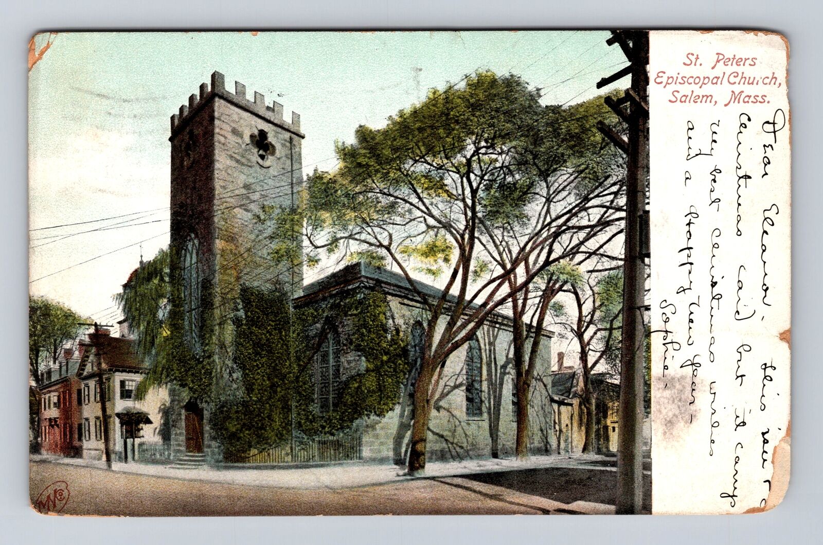 Salem MA-Massachusetts, St Peters Episcopal Church, Vintage c1907 Postcard