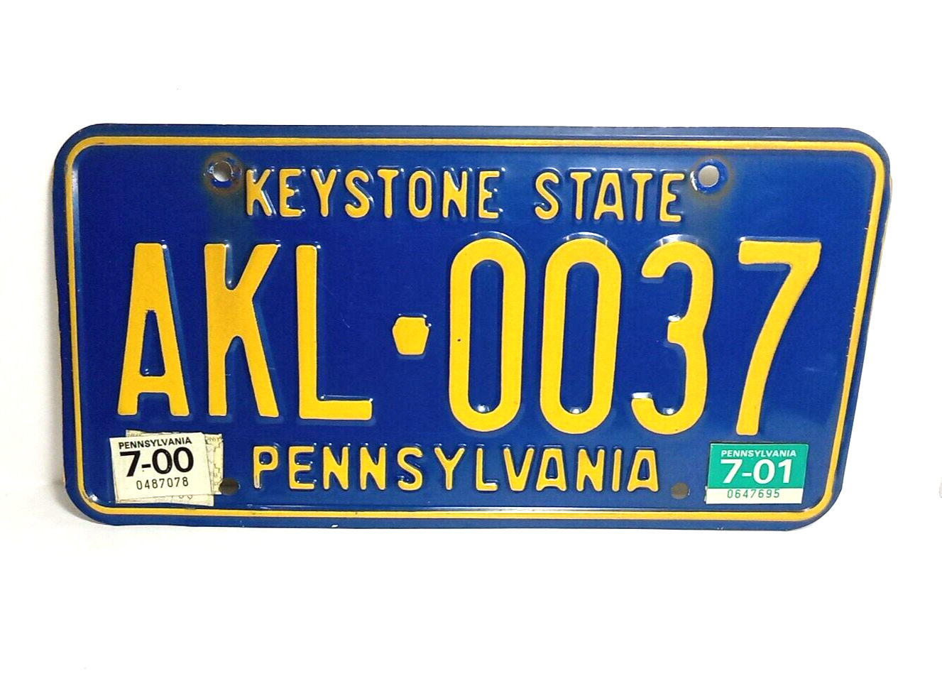 PA License Plate 2000 2001 PA AKL-0037 Pennsylvania Keystone State 
