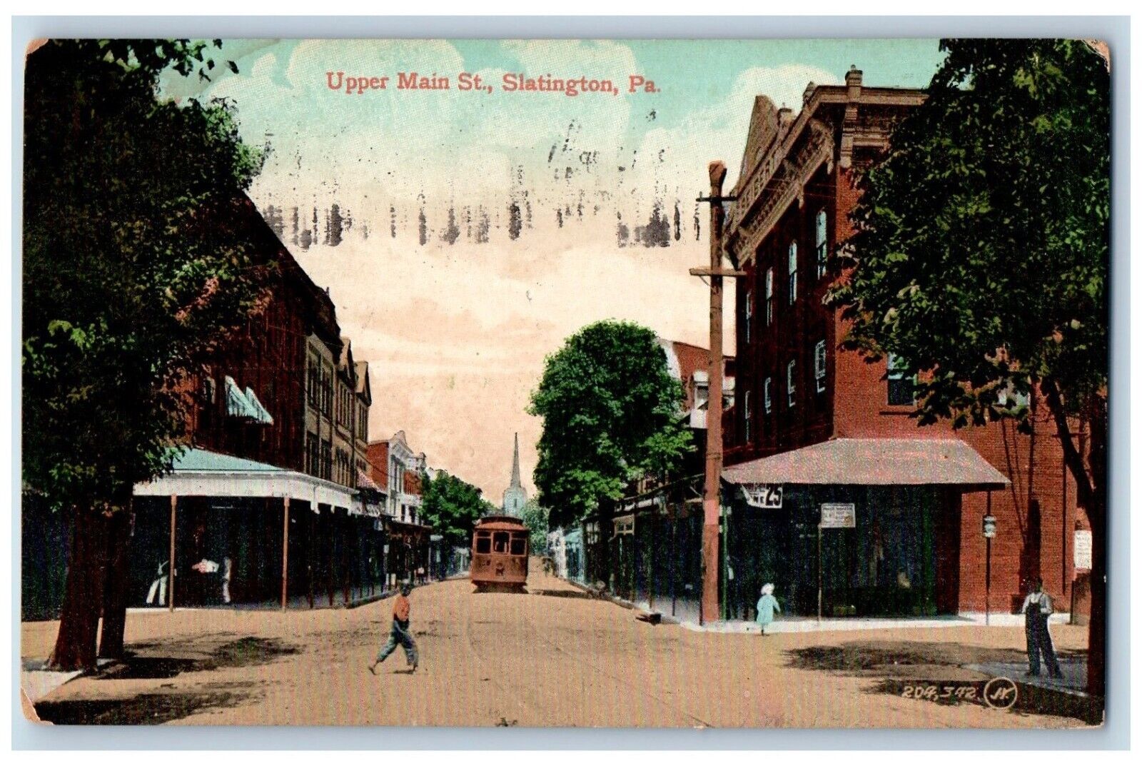 Slatington Pennsylvania Postcard Upper Main St. Exterior c1909 Vintage Antique