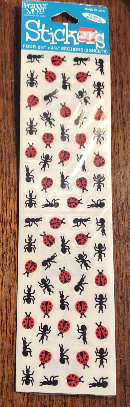 VTG FMI Frances Meyer 1 Sticker Sheet Garden Insects 2 sheets 739 Ants Ladybugs