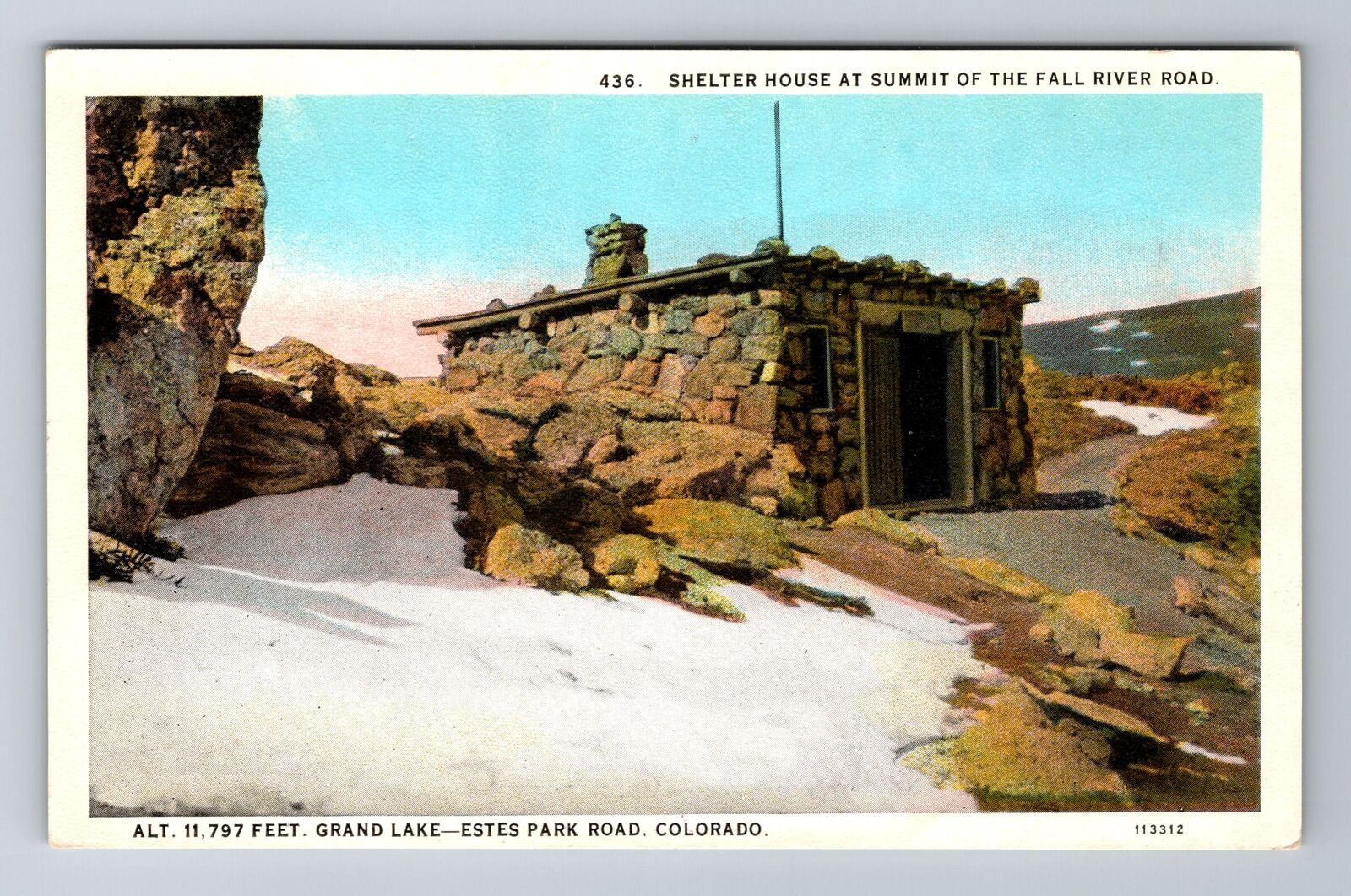 Estes Park CO-Colorado, Shelter House At Summit, Antique, Vintage Postcard