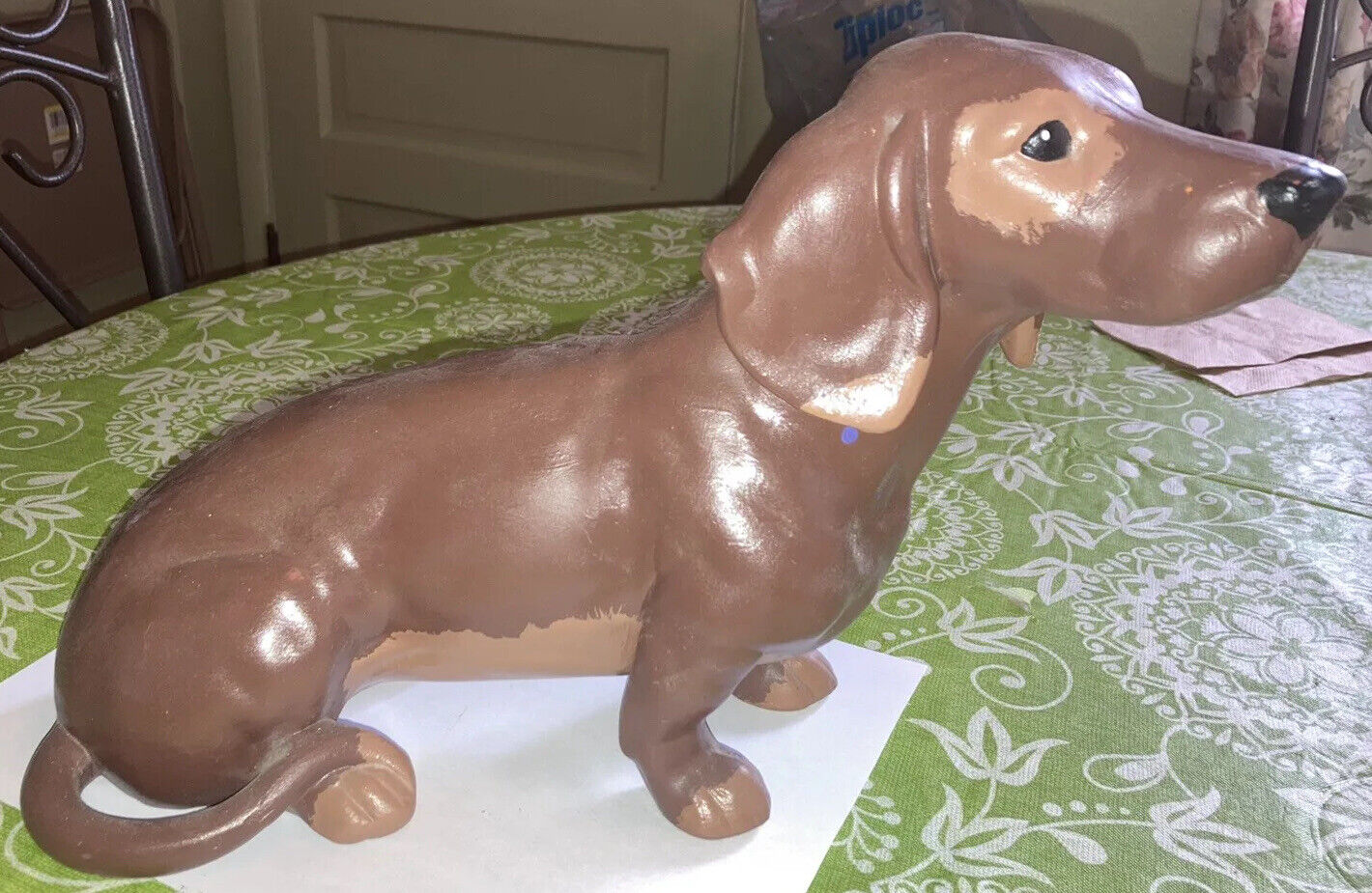 Ceramic Beautiful Color Dachshund Dog 14 inch length Nicely Made