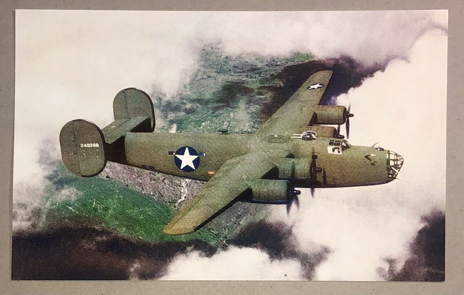 Postcard Consolidated B-24 Liberator Aircraft In Flight WWII