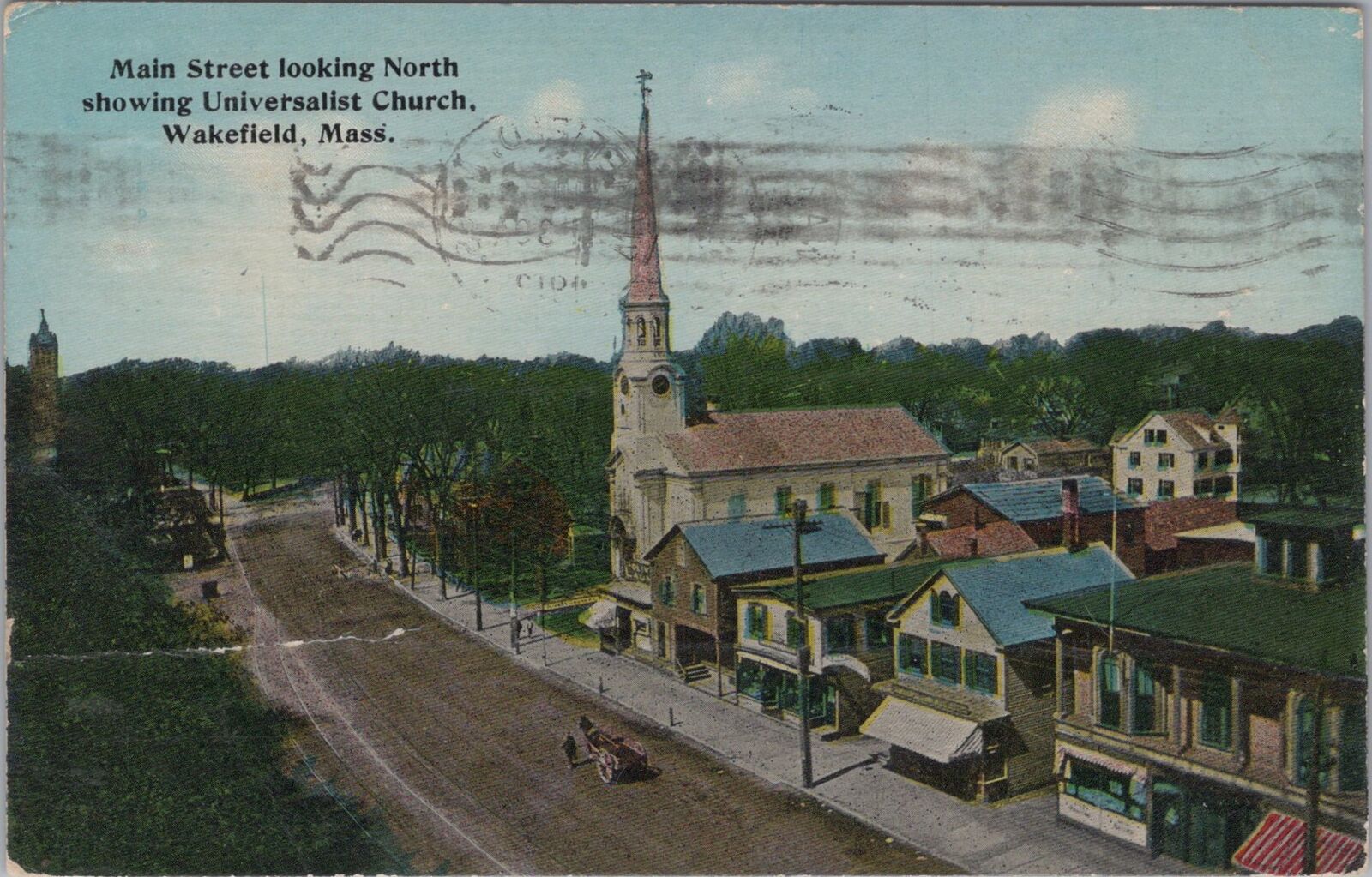 Main Street Wakefield Massachusetts Sheffield Universalist Church 1910s Postcard