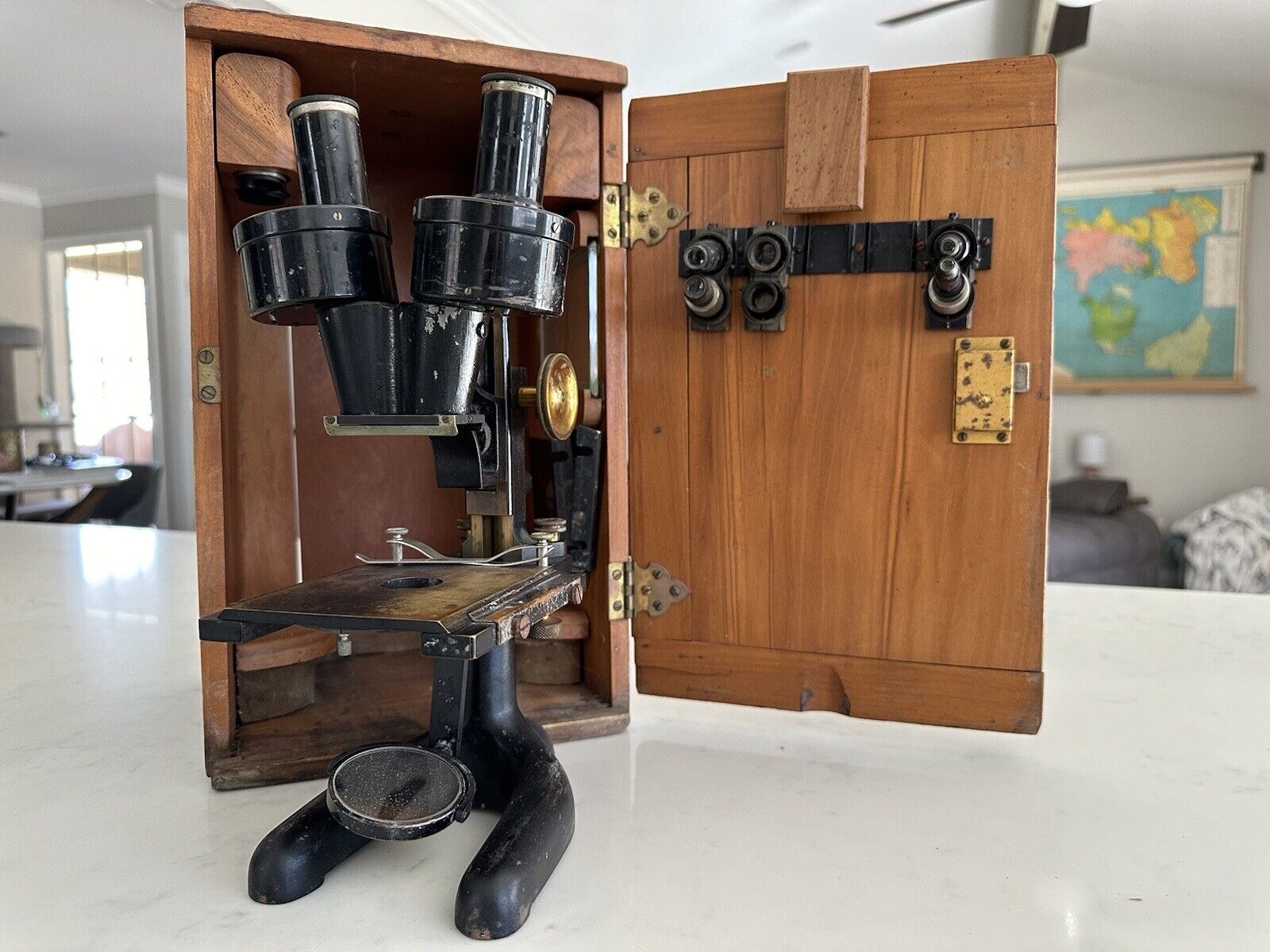 1921 Bausch & Lomb Antique Micros - Original Box, Key, Optics - #151051 - Clean