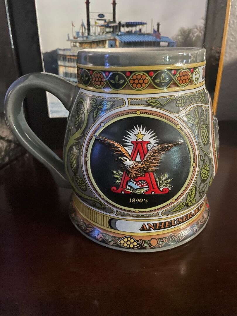 Exquisite Vintage Americana Anheuser Busch 1890 A & Eagle Edition Series Stein